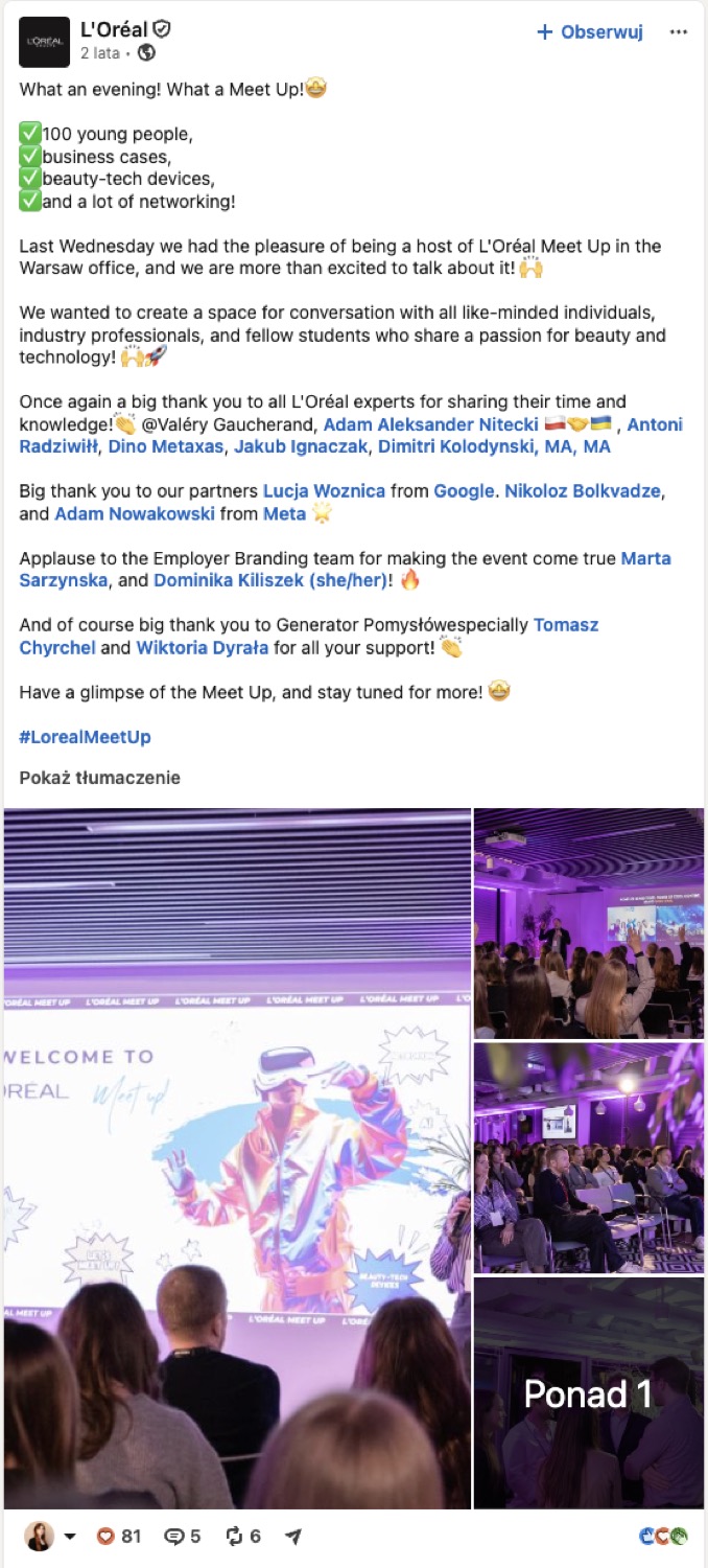 L’Oréal Meet Up — post social media 1