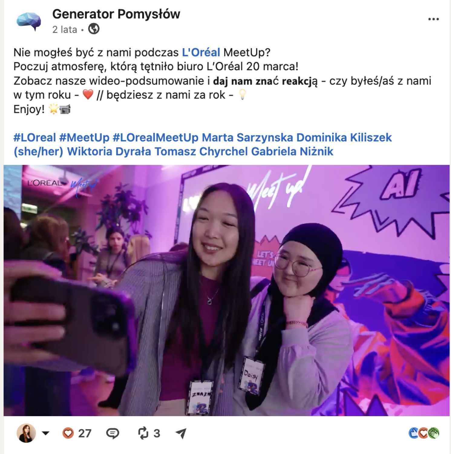 L’Oréal Meet Up — post social media 2