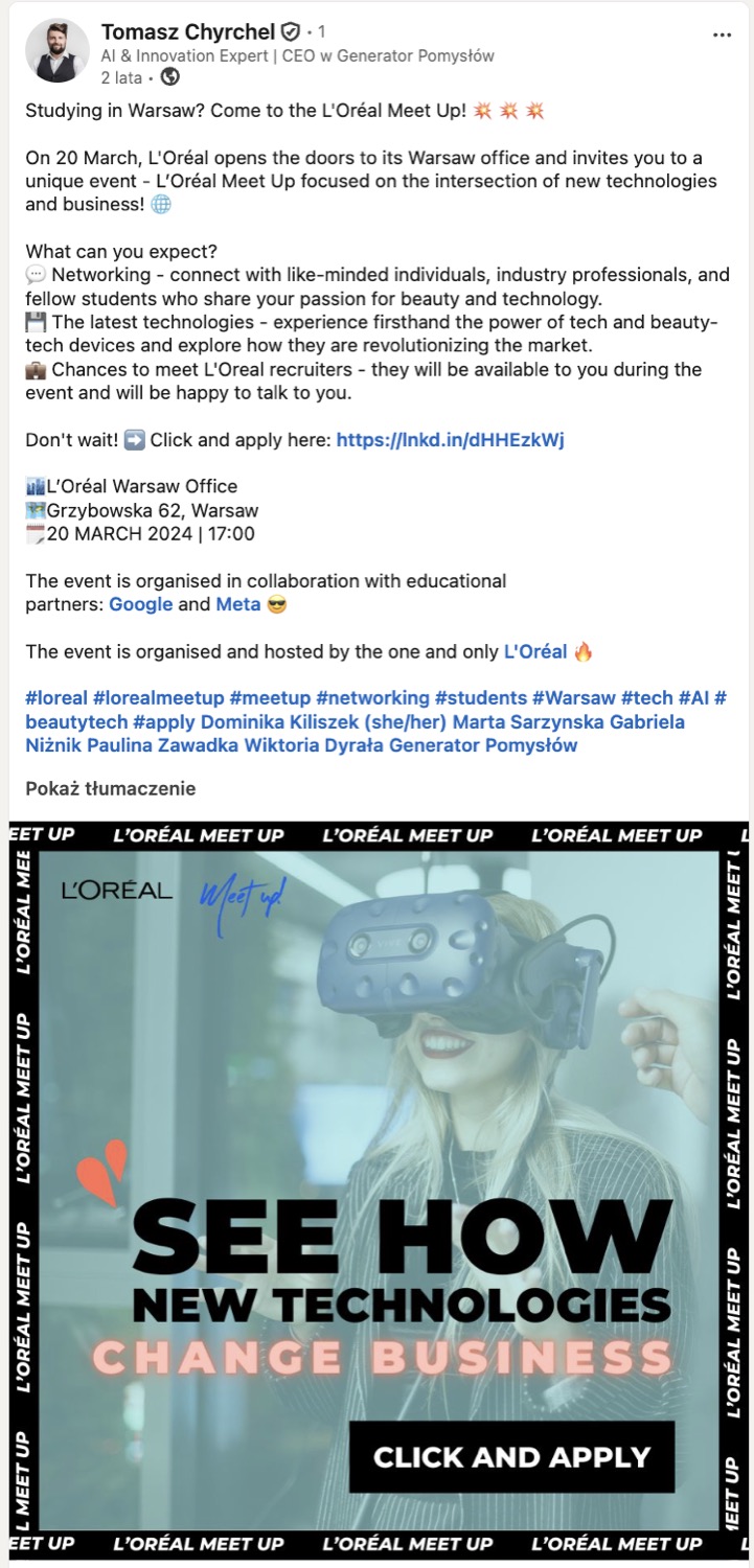 L’Oréal Meet Up — post social media 3