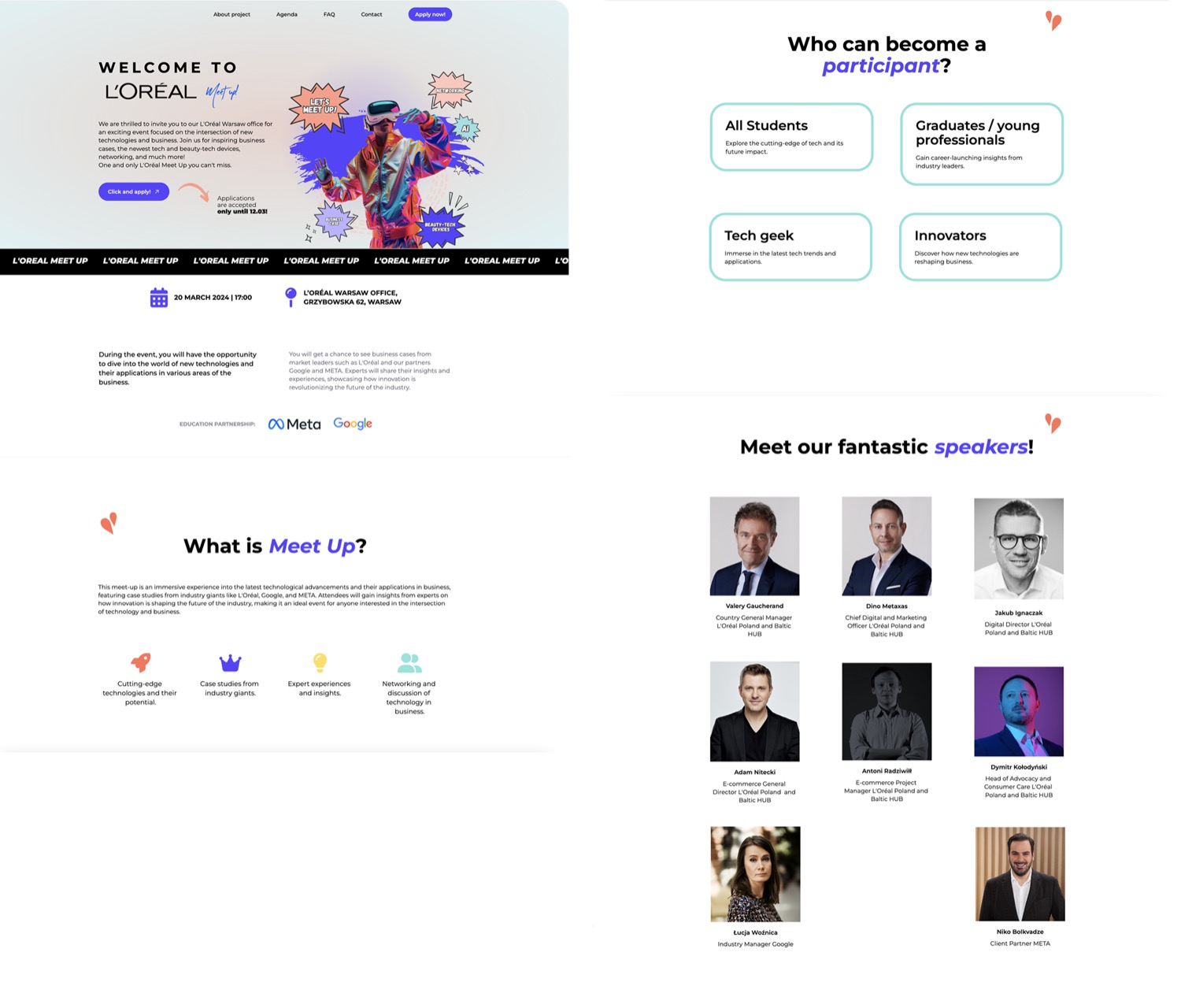 L’Oréal Meet Up — pełny projekt strony internetowej